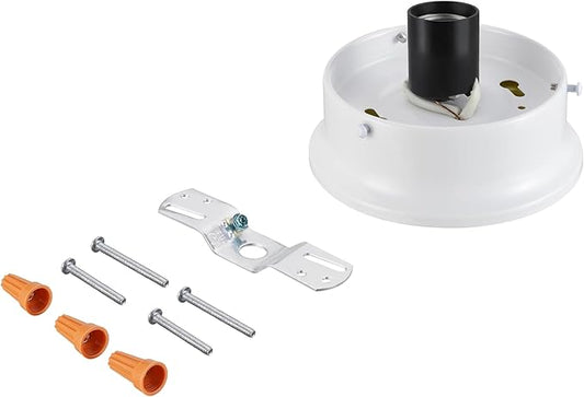 Aspen Creative 22105-03-1, Flush Mount Ceiling Fixture Shade Holder Kit in Matte White Finish 4-1/2" Fitter, 5" Diameter x 1-3/4" Height