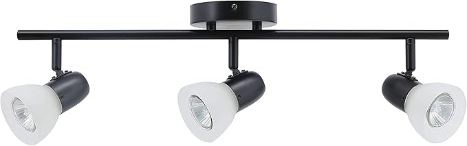 XiNBEi Lighting Track Light, 3 Light Kitchen Ceiling Light with Glass, Modern Black Track Bar Lighting XB-TR1237-3-MB