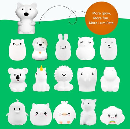 Lumipets Fiona The Fox Squishy Night Light for Kids | Silicone Mood Lamp with Tap & Remote Control | Rechargeable Color Changing Animal NightLight for Boys & Girls | Portable Nightlight with USB Cord
