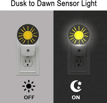 Sun Sunshine Painting Night Light Auto Sensor Led Dusk to Dawn Lamp Home Decor for Men Women