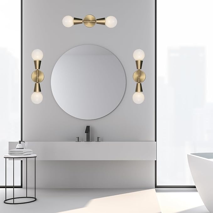 2-Light Modern Track Lighting Kit,Matte Brass Pivot Light Head, Flush Mount Adjustable Ceiling Light Spotlights for Bedroom,Living Room,Dining Room, Hallway,E26 Bulb Not Included