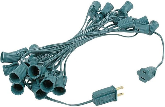 Novelty Lights 25 Foot String Light Set - Indoor/Outdoor Stringer Set for Christmas, Wedding Decor, Patios, & More - C9/E17 Intermediate Base (Green Wire, 12" Spacing)