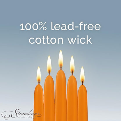 Stonebriar Unscented Taper Candles – 7 Hour Burn Time, Long-Lasting Wax Candles for Weddings, Holidays, Home Décor & Special Events, Pack of 10, Orange, 10"