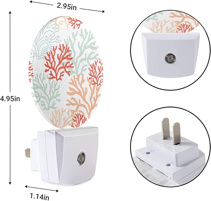 EKOBLA Coral Plug-in Night Light, Ocean Underwater Coral Reef LED Nightlight with Auto Sensor for Home Indoor Decor