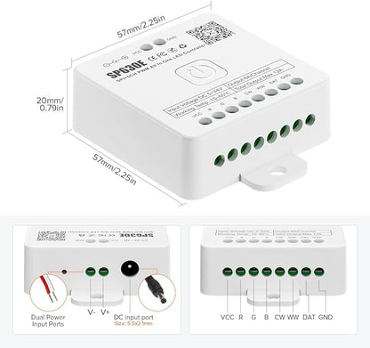 BTF-LIGHTING SP630E Bluetooth Controllers 4 Zones 2.4GHz RF RB3 Remote Kit Support FCOB COB SMD PWM or SPI RGB RGBW LED Strip WS2811 WS2812B WS2814 WS2815 SK6812 IC etc DC5V DC12V DC24V