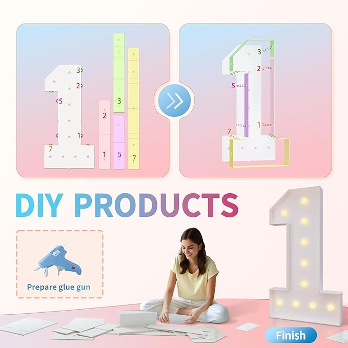 imprsv 4FT Marquee Numbers,DIY Light Up Numbers for 9th 19th Birthday Decorations, Party Party Decorations,Anniversary Party Decor,Mosaic Number for Balloons Number 9,Pre-Cut Foam Board Kit