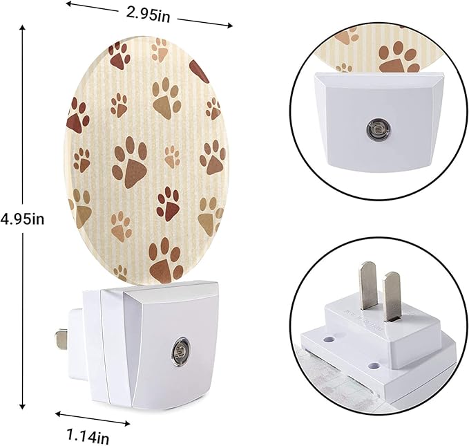 EKOBLA Paw Print Plug-in Night Light, Dog & Cat Paw Animal Footprint LED Nightlight with Dusk to Dawn Auto Sensor for Home Decor