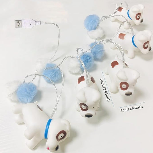 1.65M Cute Animal Bichon Frise Shape 10 Led Fairy Lights Painted Dog String Lights USB Powered for Halloween Christmas Thanksgiving Home Party Children Kids Bedroom Decoration (Bichon Frise)