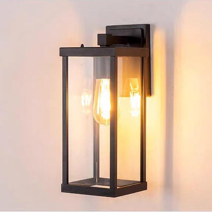 Outdoor Wall Light Fixtures, Exterior Waterproof Lanterns, Porch Sconces Wall Mounted Lighting with E26 Sockets & Glass Shades, Modern Matte Black Wall Lamps for Patio Front Door Entryway (3)