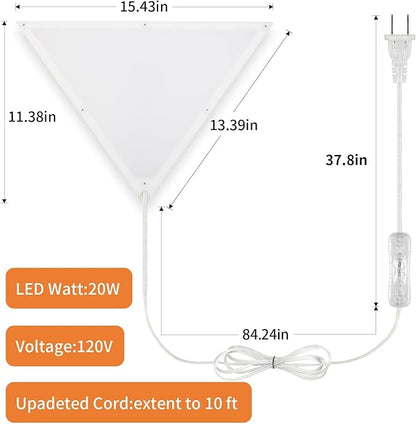Upgraded Corner Light, LED 20W 2000LM Corner Lights for Living Room, Plug-in Ceiling Lights with 10 FT Cord, 3000/4000/6000K Triangle Corners Lights for Bedroom, Kids Room, Office
