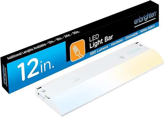 Enbrighten 12 inch Hardwired Under Cabinet Lights, 880 Lumens, Five White Settings from (2700K-6500K), Full Range Dimmable, Under Counter Light, Linkable Under Counter Lights for Kitchen 82920-T1