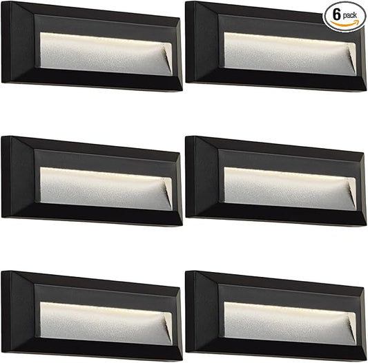ZONK LED Step Stair Lights 110V-240V, 2W Line Voltage Outdoor Indoor Non-dimmable 4000K Stairway Deck Lights Fixture for House Hallways, 6Pack
