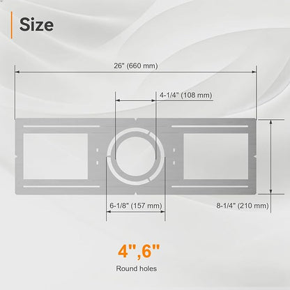 Elaruslux New Construction Mounting Plate with Round Hole - 4/6 Inch Flat Steel Rough in Wafer Light Bracket, LED Recessed Lighting Housing, 48 Pack