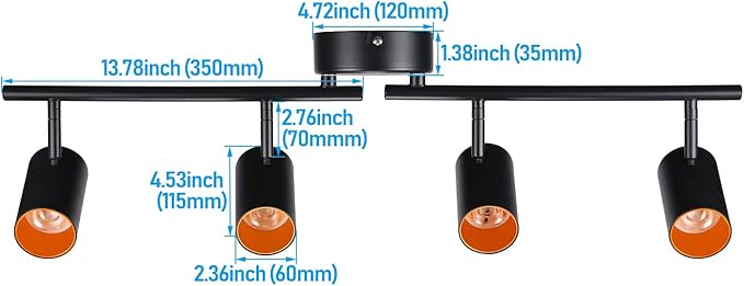 LEONLITE 36W 5CCT LED Track Lighting Fixtures Ceiling Dimmable, 4 Light Directional Track Fixture Flush Mount, 110-277V, CRI90, 3200lm, COB Spotlight Ceiling Light Indoor, Aluminum, Anti-Glare, Black