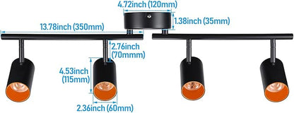 LEONLITE 36W 5CCT LED Track Lighting Fixtures Ceiling Dimmable, 4 Light Directional Track Fixture Flush Mount, 110-277V, CRI90, 3200lm, COB Spotlight Ceiling Light Indoor, Aluminum, Anti-Glare, Black