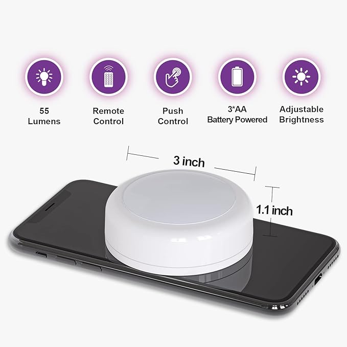 Small Focus Lights Battery Operated Spotlight Indoor for Decoration and Artwork Display and Battery Operated LED Puck Lights with Remote