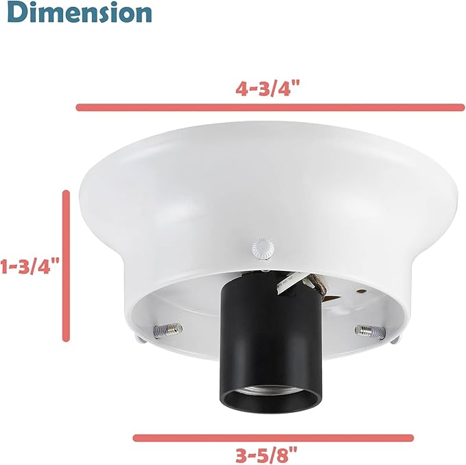 Aspen Creative 22102-03-1, Flush Mount Ceiling Fixture Shade Holder Kit in Matte White Finish 3-5/8" Fitter, 4-3/4" Diameter x 1-3/4" Height