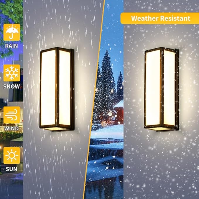 LED Aluminum Wall Sconce Waterproof Outdoor Wall Light,Modern Porch Wall Light (Large Rectangle-50W)