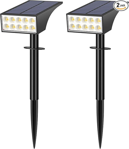 WENATY Solar Spot Lights Outdoor Waterproof IP65, Bright LEDs Solar Landscape Lighting for Outside Garden Yard, Solar Powered Spotlights for Accent Uplighting Backyard Statue Palm Tree, 2 Pack/Warm