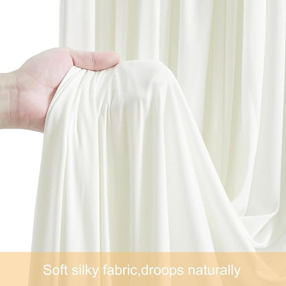 30ft x 15ft Ivory Wrinkle Free Backdrop Curtains for Wedding Party Backdrops Curtain Drapes Fabric Decorations Photo Back Drop Cloth for Baby Shower Photography Stage Reception