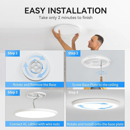 WKONCLDY 6PACK 3200lm LED Flush Mount Ceiling Light, Super Slim 12 inch LED Ceiling Light, 5000K Daylight LED Ceiling Light for Bedroom, Living Room, Dining Room, Garage and Office (White, Six Pack)