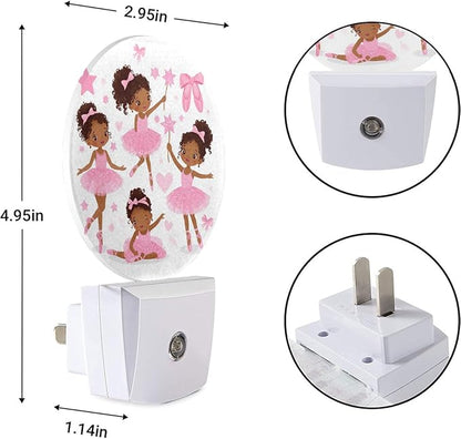 EKOBLA Plug-in Cute Black Ballerina Night Light, African American Ballet Dancer Design, Dusk to Dawn Sensor, Ballet Lovers Nightlight Decor for Women Girls Bedroom Bathroom