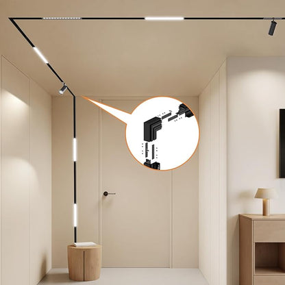 90-Degree Corner Connector for 4-Wire Magnetic Track Lighting, Aluminum Alloy Vertical Shape Joint, Recessed Rail for LED Track Light, ONLY Compatible Rails