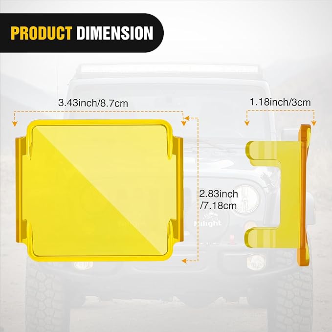 Nilight 3 inch Cube Light Pod Cover 2 PCS Yellow Protective Covers Durable Polycarbonate Lens Waterproof Dustproof Scratch-Proof for Square Lights Off Road Driving Lighting