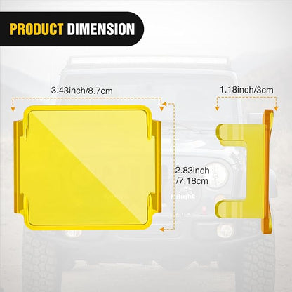 Nilight 3 inch Cube Light Pod Cover 2 PCS Yellow Protective Covers Durable Polycarbonate Lens Waterproof Dustproof Scratch-Proof for Square Lights Off Road Driving Lighting