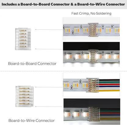24VDC Highest Density 5-in-1 5050 RGBWW (RGB+Warm White+Daylight) 112LEDs/m Bright RGBCCT LED Strip 16.4FT Dimmable Tape Lights for Bedroom Decor (16.4Ft IP20 Non-Waterproof)