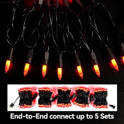 Halloween Lights 100 Counts, 26.5 Feet Orange Christmas Lights Indoor Outdoor,Black Wire Connectable of Lighting String,Decorations for Holiday, Party,Festival