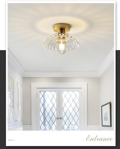 ANYLOVE 10 Inch Clear Glass Vintage Glass Semi Flush Mount Ceiling Light, E26 Socket for Bedroom Kitchen Hallway Foyer