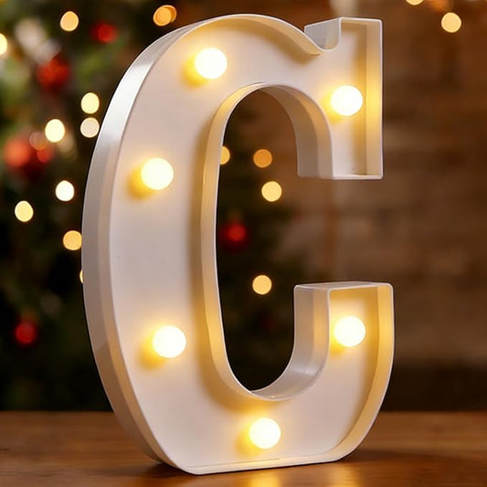 Small Led Marquee Letters, Light Up Letters, 8.58 Inch Led Letter Lights, Battery Powered Lighted Sign for Table, Party, Birthday, Christmas Decor (Letter C)