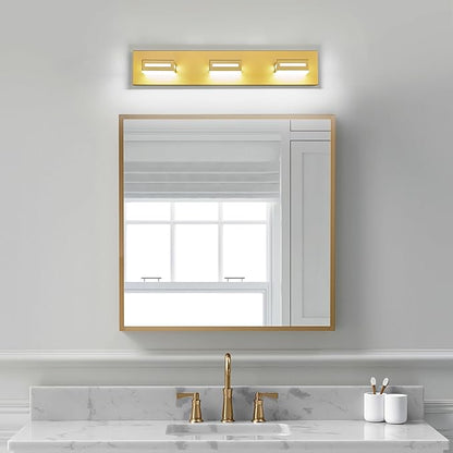 LED Modern Bathroom Light Fixtures, 3-Light 24-Inch Gold Vanity Lights for Bathroom Lighting Fixtures Over Mirror, 6000K Cool White 350° Rotatable Wall Lamp