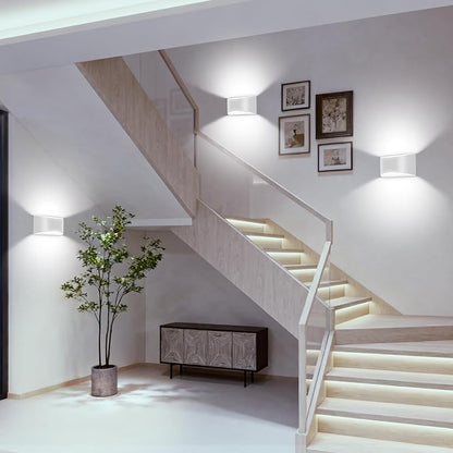 White Aluminum Modern LED Wall Sconce Indoor Wall Lights 1 Pack Hardwired Up and Down Wall Mount Light for Living Room Bedroom Corridor Hallway Conservatory Cool White 6000K(with G9 Bulbs)