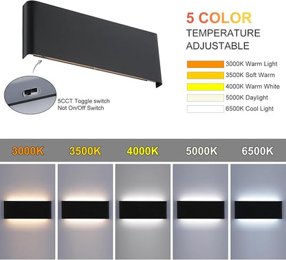 Mille Luckiole 21.65Inch Bathroom Vanity Mirror Light,5-in-1 CCT 3000K/3500K4000K/5000K/6500K Selectable Hallway LED Wall Light,Modern LED Sconce Wall for Stairwell,Bedroom,24W Black 1 Pack