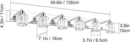 Aipsun Bathroom Vanity Light Crystal Vanity Lighting Fixtures 6 Lights Chrome Vanity Light for Bathroom (Exclude Bulb)