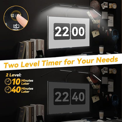 Adjustable LED Desk Lamp with Clamp, 4-Head Eye-Caring CRI95+ Desk Light, Stepless Dimming & Color Temp Remote Control, Flexible Neck, 5-Mode for Reading, Computer, Crafting, 90" Wide Desk Coverage