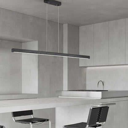 31.5" Black Linear Pendant Light Wooden Led Linear Pendant Light Fixtures Ceiling Hanging Dimmable Pendant Lights for Dining Room Kitchen Island Pool Table Lights Black Wood Finish，Kitchen Lights