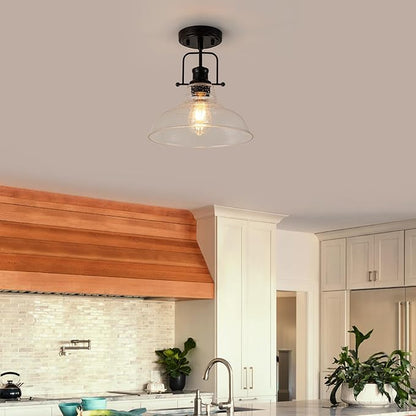 WILON Rustic Seeded Ceiling Light Farmhouse Rust Semi Flush Mount Ceiling Lights, Kitchen Lighting Fixtures Ceiling Lamp for Sink Foyer Entryway Bathroom Laundry Room Hallway