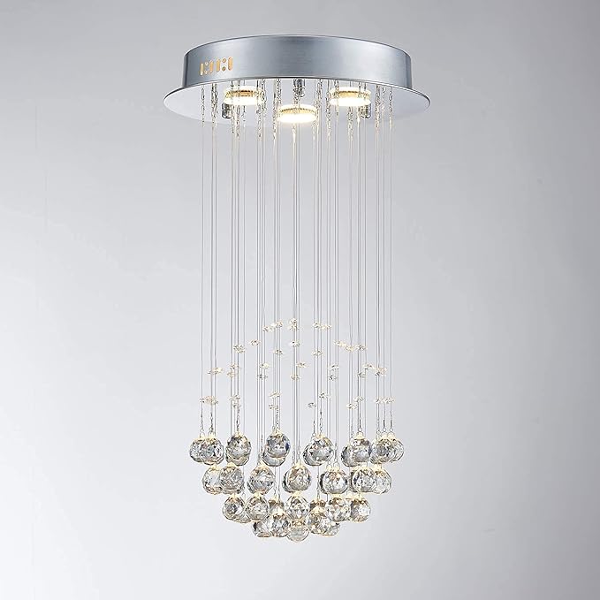 Saint Mossi 3-Lights K9 Crystal Chandelier Modern Chandelier Light Fixture,Mini Chandelier Small Chandelier Modern Flush Mount Ceiling Light Fixtures,H22 X D13