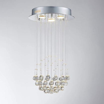 Saint Mossi 3-Lights K9 Crystal Chandelier Modern Chandelier Light Fixture,Mini Chandelier Small Chandelier Modern Flush Mount Ceiling Light Fixtures,H22 X D13