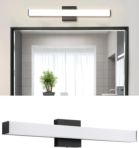 Bathroom Vanity Light Brushed Nickel Square LED 24 inch 14W 4000K Natural White Light Wall Bar Lighting Fixtures Over Mirror (Matte Black, 24inch 4000K Dimmable)