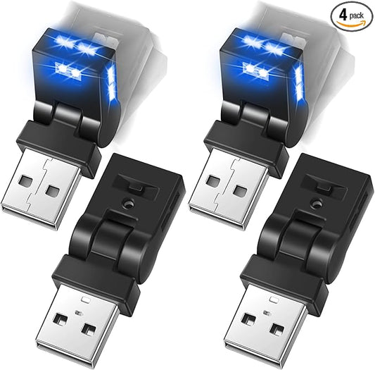 Frienda 4 Pcs Mini USB LED Light Car LED Interior Lighting 5v RGB Portable Ambient Lighting Adjustable 8 Color and Brightness Smart USB Night Lamp for Cars Laptop Keyboard Atmosphere, Type A