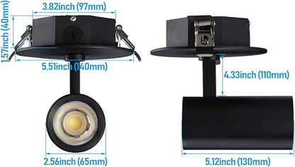 LEONLITE 5 Color Dimmable LED Ceiling Spotlight with Included Junction Box, CRI90 Adjustable Spotlight Directional LED Spot Lights IP65 Outdoor Indoor, 110V-277V, Black Aluminum Housing, Pack of 2