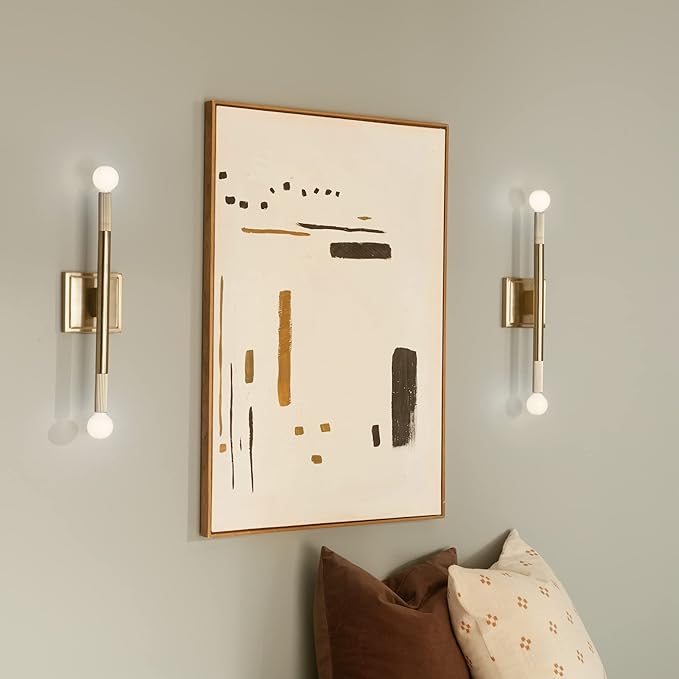 Kichler Odensa 2-Light Wall Vanity, Modern Light in Champagne Bronze, Mount Horizontally or Vertically, for Illuminating Art, TV, Mirrors, Bookshelves, Bed, Vanity, Bar, Hallways (17" x 5"), 52556CPZ