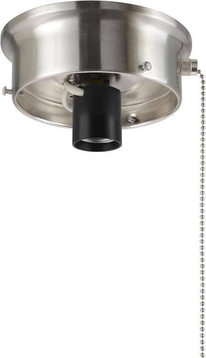Aspen Creative 22104-09-1, Flush Mount Ceiling Fixture Shade Holder Kit with On/Off Pull Chain Switch in Brushed Nickel Finish 4-1/2" Fitter, 5" Diameter x 1-3/4" Height