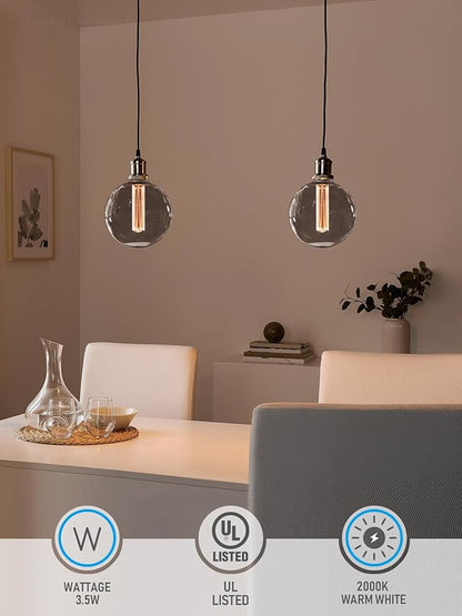 ESCENA Artist Series LED Globe Decorative Light Bulb 3.5W, G125 Round Edison Bulbs Dimmable, Virtual Filament Vintage Edison Bulb, Smoke Gray, E26 Medium Base, 2200K Soft Warm