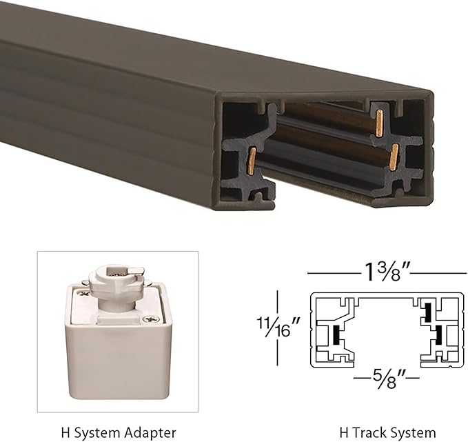 WAC Lighting H Track 120V Live End Power Feed Connector to Power Track from Either End for H Style 3-Wire Track Systems in Dark Bronze