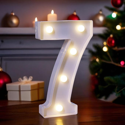 LED Light Up Marquee Letters, Battery Powered Decorative LED Letter Lights, Alphabet Light Up Letters for Wedding Birthday Party,Holiday Lamp or Home Bar Decoration (Number 7)